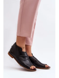 Dámské kožené sandály model 21648260 černé - Laura Messi