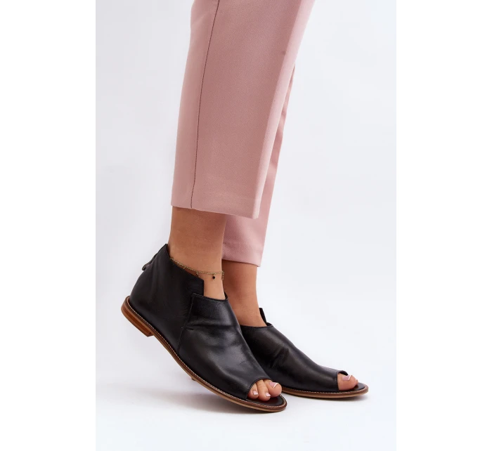 Dámské kožené sandály model 21648260 černé - Laura Messi Dámské kožené sandály model 21648260 černé - Laura Messi