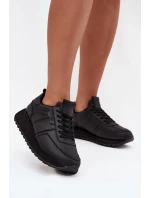 Dámské Kožené Tenisky Na Platformě Big Star OO274573 Hi-Poly System Černé Dámské Kožené Tenisky Na Platformě Big Star OO274573 Hi-Poly System Černé