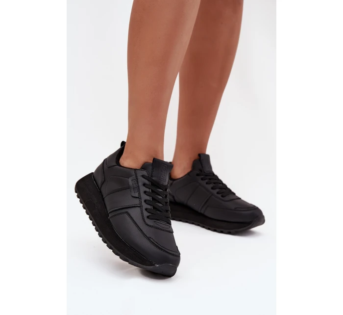 Dámské Kožené Tenisky Na Platformě Big Star OO274573 Hi-Poly System Černé Dámské Kožené Tenisky Na Platformě Big Star OO274573 Hi-Poly System Černé