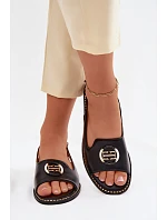 Dámské sandály na nízkém podpatku s ozdobou S.Barski KV61-6037 Černé