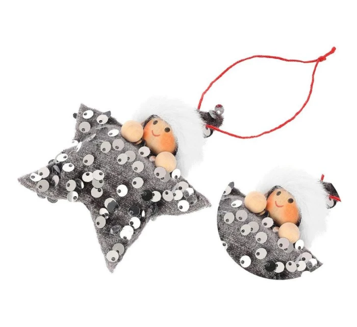 SADA PŘÍVĚSKŮ 3 KS HVĚZDIČKY STŘÍBRNÉ FLITRY PANENKY