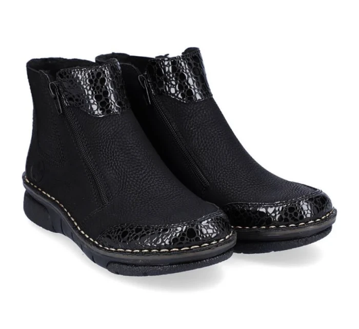 Pohodlné zateplené boty na zip Rieker W RKR555 Pohodlné zateplené boty na zip Rieker W RKR555