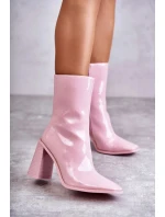 Dámské lakované kozačky Růžove Margit