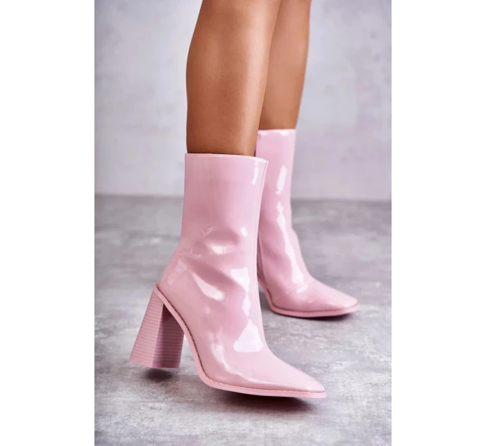 Dámské lakované kozačky Růžove Margit