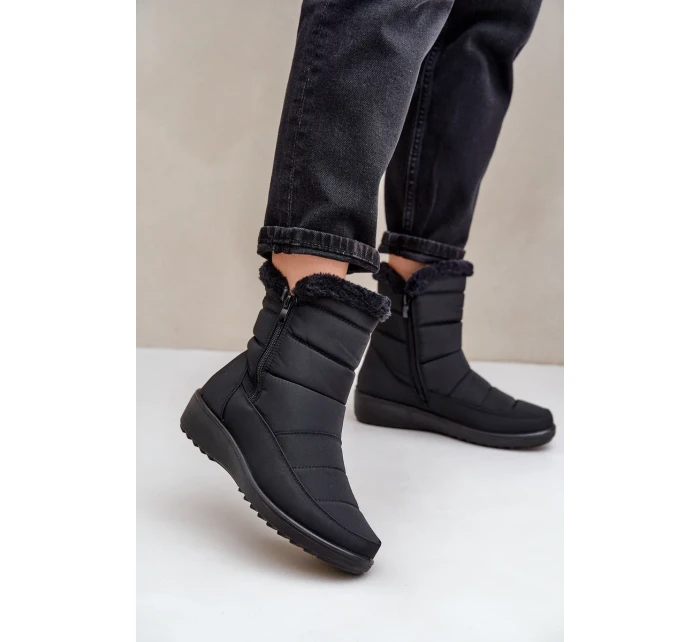 Dámské sněhule na zip s kožíškem černé Fiorittia Dámské sněhule na zip s kožíškem černé Fiorittia