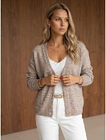 Dámský kardigan s kapsami v barvě cappuccino, FashionStreet MY2577 Dámský kardigan s kapsami v barvě cappuccino, FashionStreet MY2577