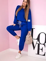 Komplet teplákové + kalhoty máslová látka chrpově modrá