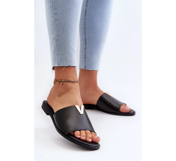 Dámské sandály z ekokože na ploché černé model 21657853 - EVENTO Dámské sandály z ekokože na ploché černé model 21657853 - EVENTO