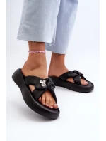 Dámské kožené sandály na platformě černé model 21658568 - Goe