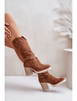 Dámské Kozačky Do  Na Podpatku Zateplené Camel model 21672457 - Boto