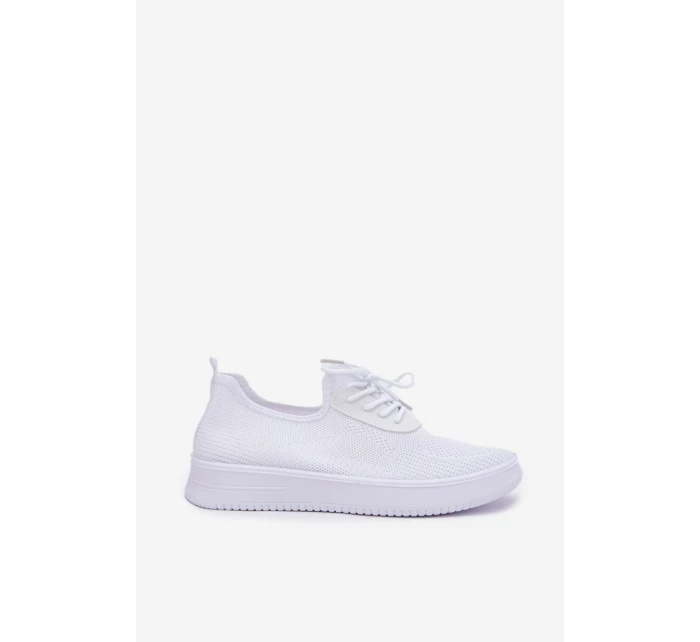 Dámské bílé textilní boty na platformě model 21702961 - Boto