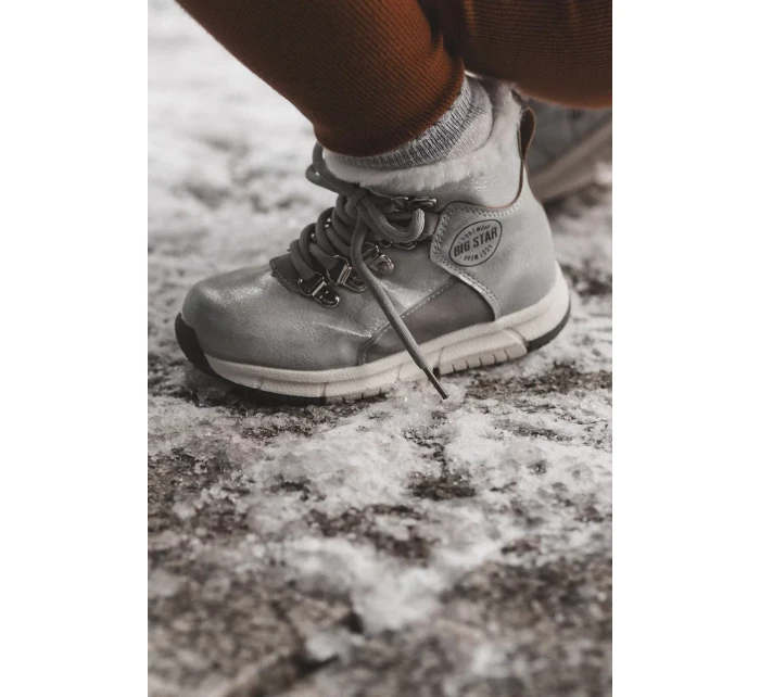 Dětské zateplené kozačky na zip Big Star KK374178 Stříbro Dětské zateplené kozačky na zip Big Star KK374178 Stříbro