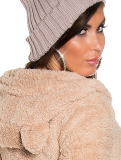 Trendy knitted hat with fake fur pom pon