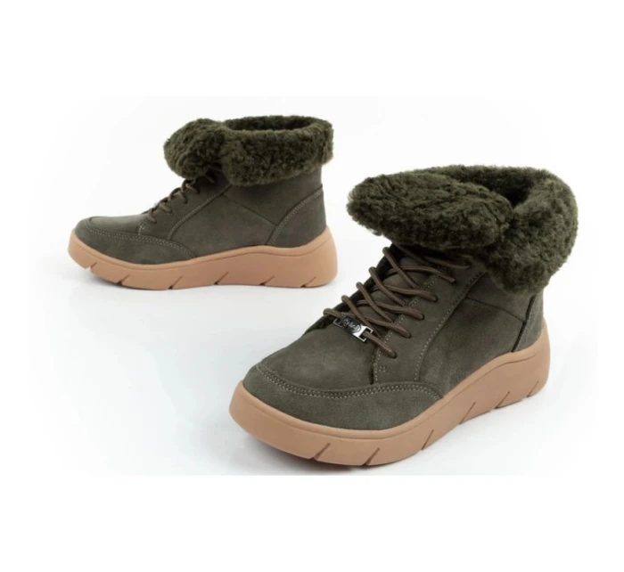 Dámské kotníkové zateplené boty F30232 1020 400Tmavě zelená s hnědou - Scholl