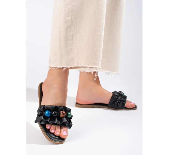 Klasické nazouváky dámské černé bez podpatku Klasické nazouváky dámské černé bez podpatku