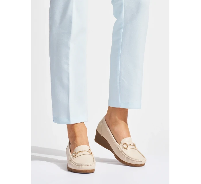 Designové mokasíny hnědé dámské na klínku Designové mokasíny hnědé dámské na klínku