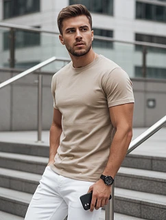 Pánské tričko bez potisku béžové RX5610