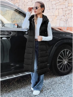 Dámská dlouhá prošívaná vesta černá FashionStreet TY5267