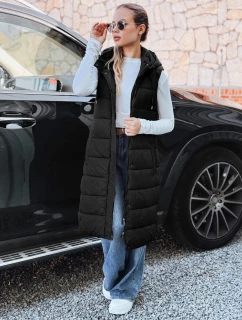 Dámská dlouhá prošívaná vesta černá FashionStreet TY5267