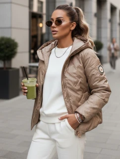 Dámská prošívaná bunda s kapucí v barvě camel Dstreet model 21995934 - FashionStreet