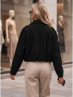 Dámská krátká černá kordurová bunda FashionStreet TY6021 Dámská krátká černá kordurová bunda FashionStreet TY6021