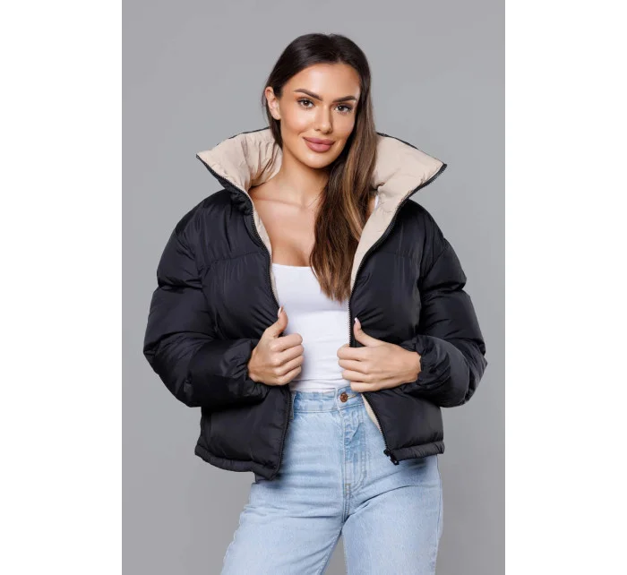 Černá bunda typu puffer pro přechodné období (5M3115-392)