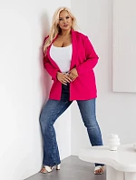 Klasické dámské plus size sako v malinové barvě (8275)