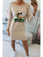 Šaty s potiskem Love béžové Šaty s potiskem Love béžové