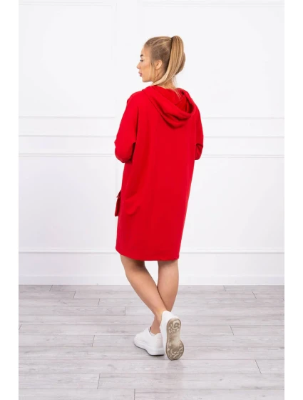 Šaty s kapucí v červené barvě Šaty s kapucí v červené barvě