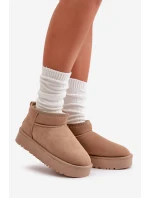 Dámské semišové sněhule na platformě béžové model 21670427 - Boto Dámské semišové sněhule na platformě béžové model 21670427 - Boto