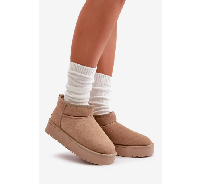 Dámské semišové sněhule na platformě béžové model 21670427 - Boto Dámské semišové sněhule na platformě béžové model 21670427 - Boto