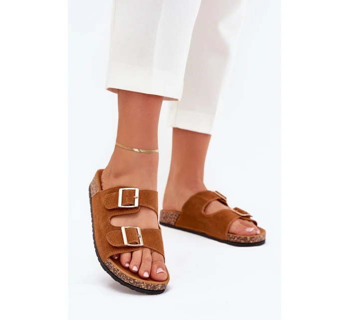 Dámské Pantofle Se Zlatými Přezkami A Camel model 21703245 - Boto