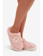 Kožešinové pantofle s květinami Růžové Selinne Kožešinové pantofle s květinami Růžové Selinne