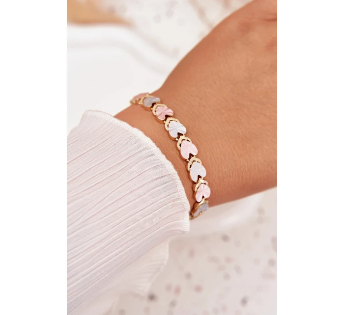 Dámský náramek s barevnými srdíčky chirurgická ocel zlatý Dámský náramek s barevnými srdíčky chirurgická ocel zlatý