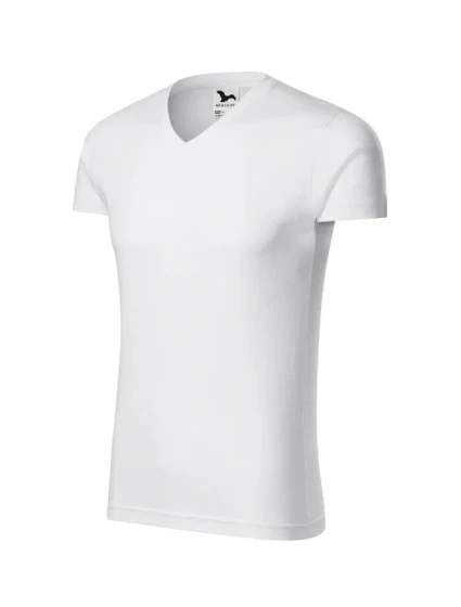 Slim Fit V-neck tričko pánské bílá