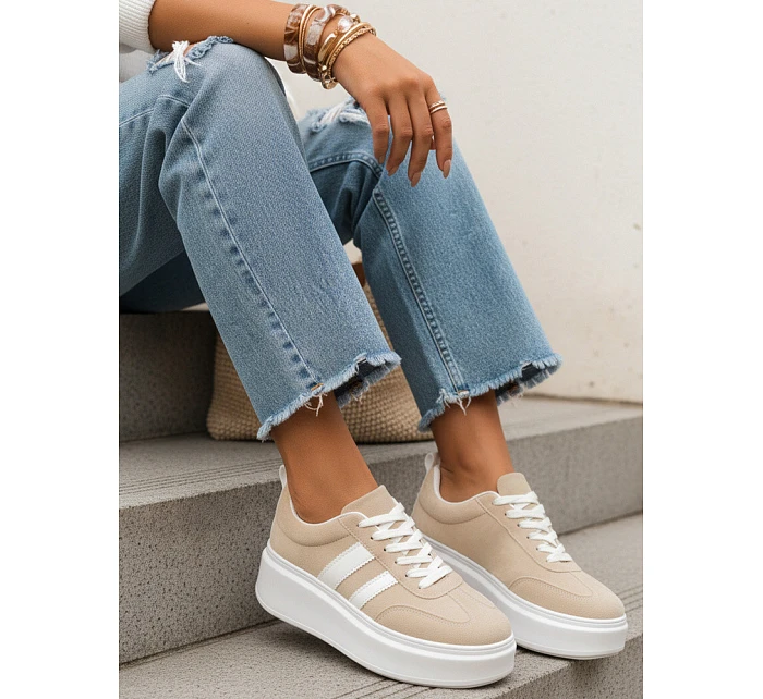 Dámské kožené tenisky  béžové  model 22069761 - FashionStreet