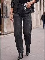 Dámské džíny s vysokým pasem a balónovým střihem, černé, FashionStreet UY3131