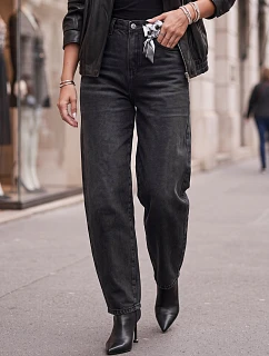 Jeansy damskie fit z wysokim stanem czarne model 22358242 - FashionStreet