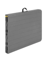 DŘEVĚNÝ STŮL SKLÁDACÍ V KUFŘÍKU 180x74CM MAX.100KG DŘEVĚNÁ DESKA TEMNĚ ŠEDÁ