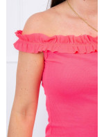 Španělské šaty s volánky růžové neonové
