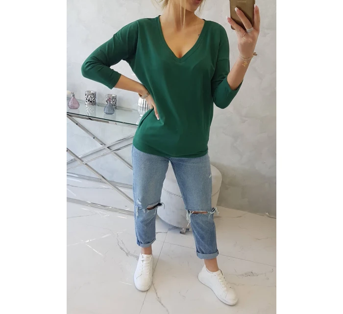 Halenka s výstřihem do V zelená