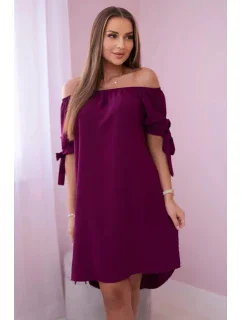 Šaty vázané na rukávech švestka