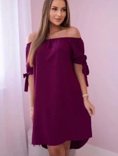 Šaty vázané na rukávech švestka