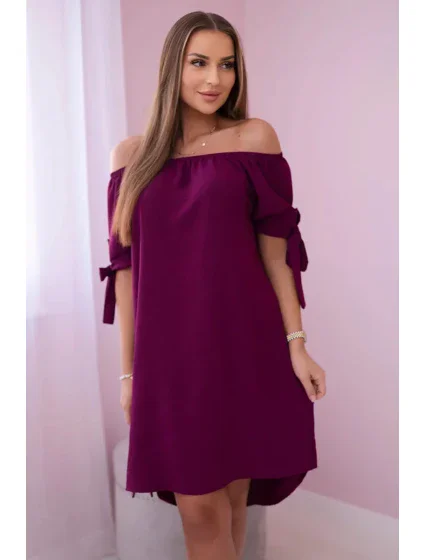 Šaty vázané na rukávech švestka Šaty vázané na rukávech švestka