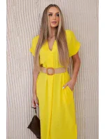 Šaty s ozdobným páskem žlutý Šaty s ozdobným páskem žlutý