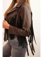 Dámská bunda z eko kůže s třásněmi v boho stylu hnědá Dámská bunda z eko kůže s třásněmi v boho stylu hnědá