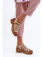 Dámské kožené sandály Zazoo 40410 béžové