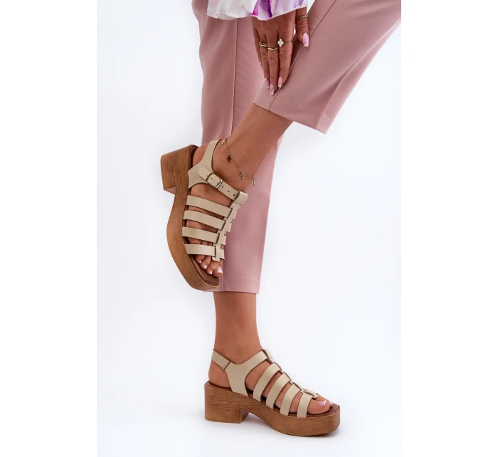 Dámské kožené sandály Zazoo 40410 béžové