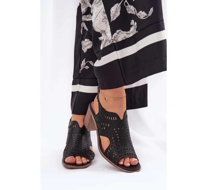 Dámské Sandály S Prořezáváním Na Podpatku Černé Tosine Dámské Sandály S Prořezáváním Na Podpatku Černé Tosine